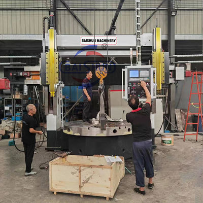 Doppelkolonnen-Schwerlast-Vertikaldrehmaschine Cnc-Raddrehmaschine Fanuc / Siemens Steuerungssystem